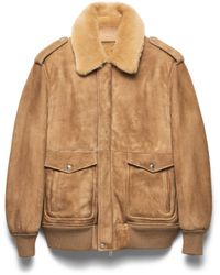 Prada - Suede And Shearling Bomber Jacket - Lyst