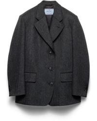Prada - Single-Breasted Chevron Caban Jacket - Lyst
