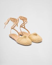 Prada - Crochet Flat Sandals - Lyst