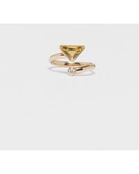 Prada - Anello Contrarié Eternal Gold In Oro Giallo Con Diamante E Quarzo Verde - Lyst