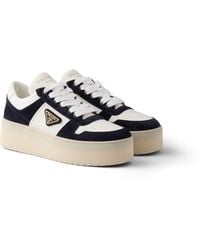 Prada - Downtown Bold Nappa Leather And Suede Sneakers - Lyst