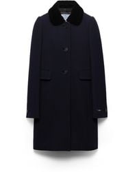 Prada - Single-Breasted Natté Fabric Coat - Lyst