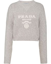 Prada - Wool-Cashmere Logo Sweater - Lyst