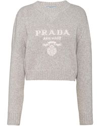 Prada - Jersey De Lana Y Cachemir Con Cuello Redondo, Mujer, Talla - Lyst