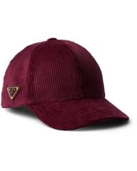 Prada - Casquette De Base-Ball En Velours Côtelé, Femme, Taille - Lyst