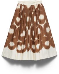 Prada - Printed Canvas Skirt, Tobacco - Lyst