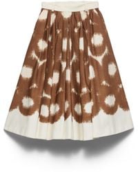 Prada - Printed Canvas Skirt, Tobacco - Lyst