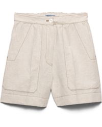 Prada - Chambray Shorts, Ecru - Lyst