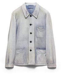 Prada - Suede Caban Jacket, Sky - Lyst