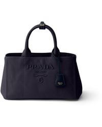 Prada - Jardinière Large Cotton Canvas Handbag, Baltic - Lyst