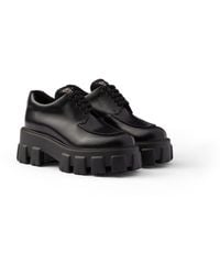 Prada - Monolith Schnürschuhe Aus Gebürstetem Leder, Damen, Größe - Lyst