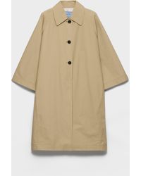 Prada - Manteau Droit En Toile De Coton - Lyst