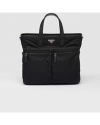 Prada - Re-nylon Saffiano Leather And Recycled-nylon Tote Bag - Lyst