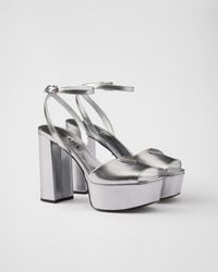 Prada - 115Mm Leather Platform Sandals - Lyst