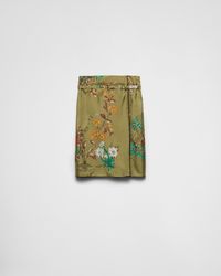 Prada - Printed Silk Twill Skirt - Lyst