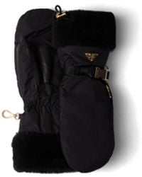 Prada - Re-Nylon And Shearling Mittens, Size 7 - Lyst