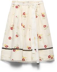 Prada - Falda De Lino Con Estampado Floral, Mujer, Talla - Lyst