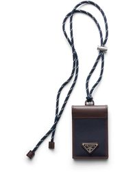 Prada - Speedrock Re-Nylon And Leather Card Holder With Strap - Lyst