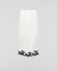 Prada - Lace-trim Elasticated-waist Silk Midi Skirt - Lyst