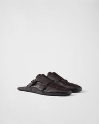Prada - Shuffle Antiqued Leather Double Monk Strap Mules - Lyst