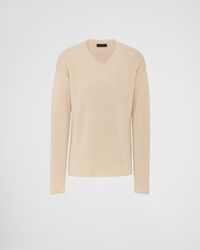 Prada - Cashmere And Linen V-Neck Sweater - Lyst