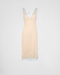 Prada - Embroidered Tulle Dress - Lyst