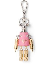Prada - Robot Saffiano Leather Key Ring Charm - Lyst