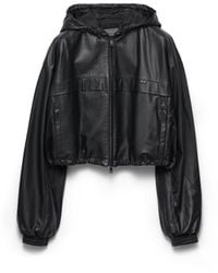 Prada - Hooded Nappa Leather Jacket - Lyst