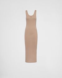 Prada - Kleid Aus Gerippter Baumwolle - Lyst