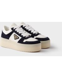 Prada - Downtown Bold Nappa Leather And Suede Sneakers - Lyst