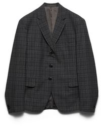 Prada - Single-Breasted Prince Of Wales Checked Wool Jacket, Hematite - Lyst