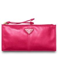 Prada - Leather Pouch, Peony - Lyst