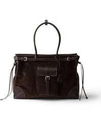 Prada - Bonnie Extra Large Corduroy And Leather Handbag - Lyst