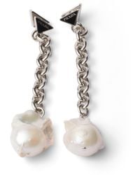 Prada - Metal And Pearl Earrings - Lyst