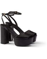 Prada - Nappa Leather Platform Sandals - Lyst