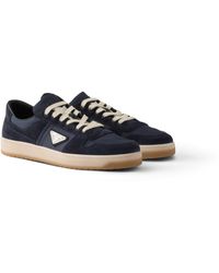 Prada - Downtown Nylon And Suede Low-Top Sneakers - Lyst