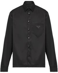 Prada Camicia In Re-nylon - Nero