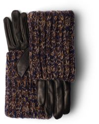 Prada - Nappa Leather And Mélange Knit Gloves Size 6,5 - Lyst
