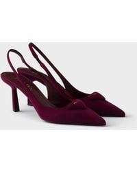 Prada - Suede Slingback Pumps - Lyst