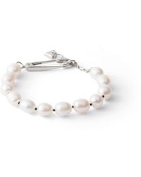 Prada - Metal Bracelet With Pearls, Steel/Pearl - Lyst