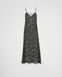 Prada - Embroidered Lace Midi-dress - Lyst