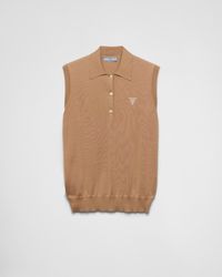 Prada - Sleeveless Silk Polo Shirt - Lyst