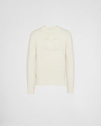 Prada - Logo-Embroidered Wool-Cashmere Jumper - Lyst