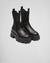 Prada - Monolith Brushed Leather Boots - Lyst