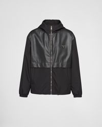 Prada - Silk And Leather Blouson Jacket - Lyst