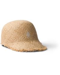 Prada - Raffia Baseball Cap - Lyst