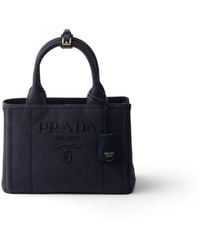 Prada - Jardinière Small Cotton Canvas Bag, Baltic - Lyst