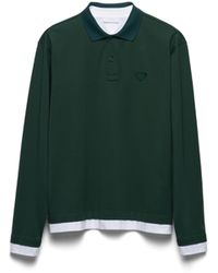 Prada - Conceptual Triangle-Logo Cotton Polo Shirt - Lyst