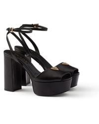 Prada - 115Mm Leather Platform Sandals - Lyst