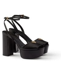 Prada - 115Mm Leather Platform Sandals - Lyst